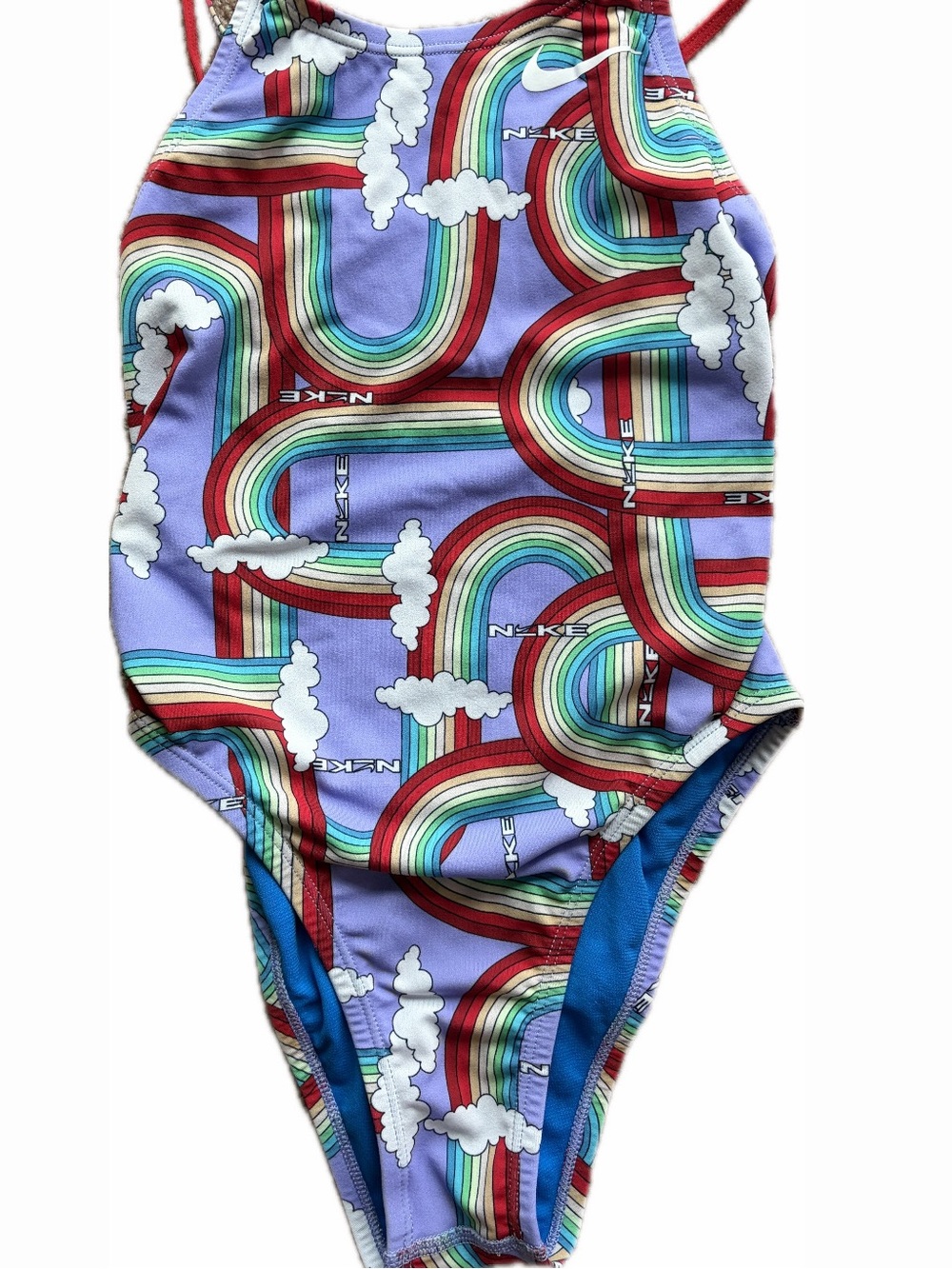 Nike HydraStrong Spiderback 1-Piece Swimsuit Purple Rainbow Dream Clouds 28 / 2